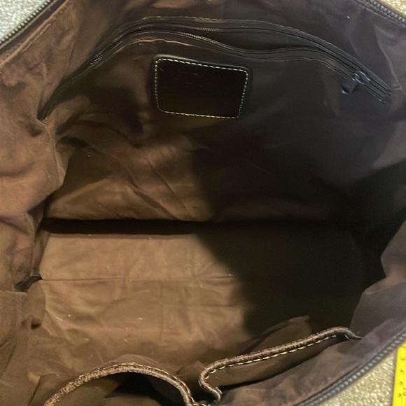 EUC FOSSIL Leather Hobo Purse Shoulder Bag Patchwork Strips Red Purple Blue - Picture 7 of 8